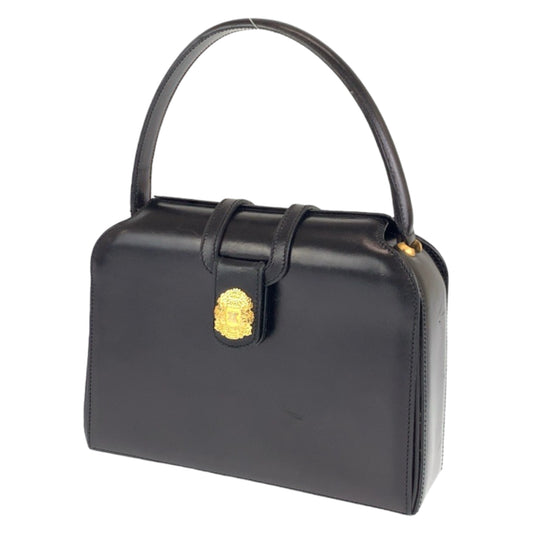 C-076
CELINE セリーヌ ヴィンテージ マカダム ブラック 黒 ゴールド金具 レザー ハンドバッグ アクセサリーポーチ  レディース