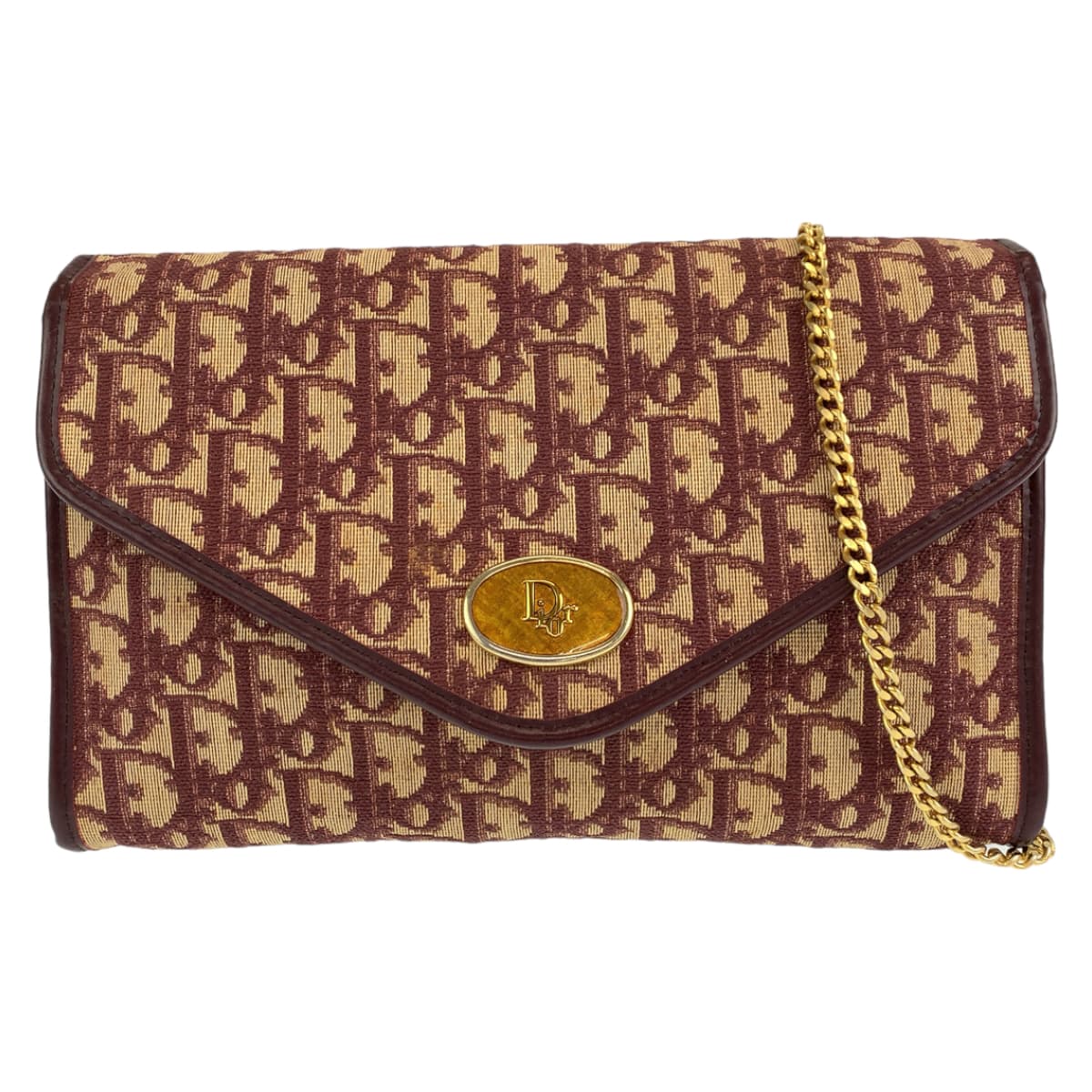 H-00341
Dior ディオール ヴィンテージ トロッター レッド 赤 ブラウン 茶 キャンバス チェーンショルダーバッグ 肩掛け  レディース