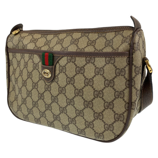 GUCCI グッチ シェリー GGスプリーム ブラウン 茶色 ベージュ PVC 89.02.077 ショルダーバッグ 斜め掛け  レディース