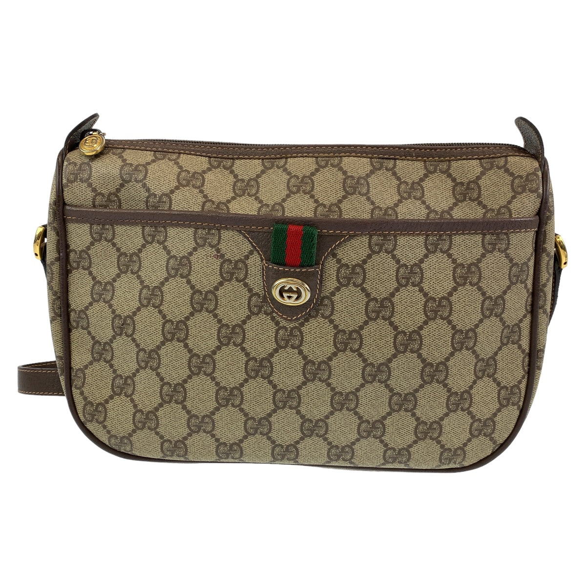 GUCCI グッチ シェリー GGスプリーム ブラウン 茶色 ベージュ PVC 89.02.077 ショルダーバッグ 斜め掛け  レディース