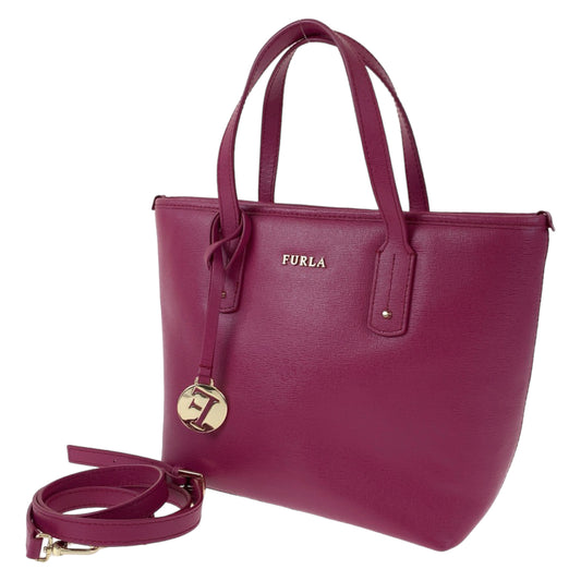 12654
Furla フルラ サリー ピンク パープル レザー トートバッグ ハンドバッグ 2way ショルダーバッグ  レディース