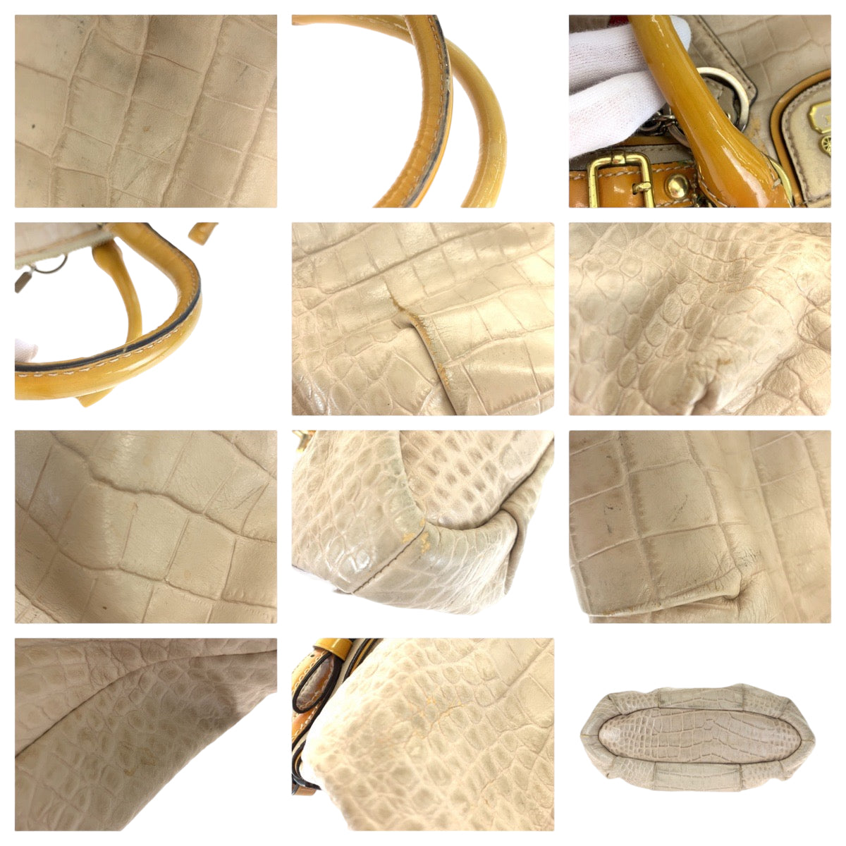 12653
 COACH Madison embossed crossbody beige mustard leather 18602 2way tote bag shoulder bag handbag for women