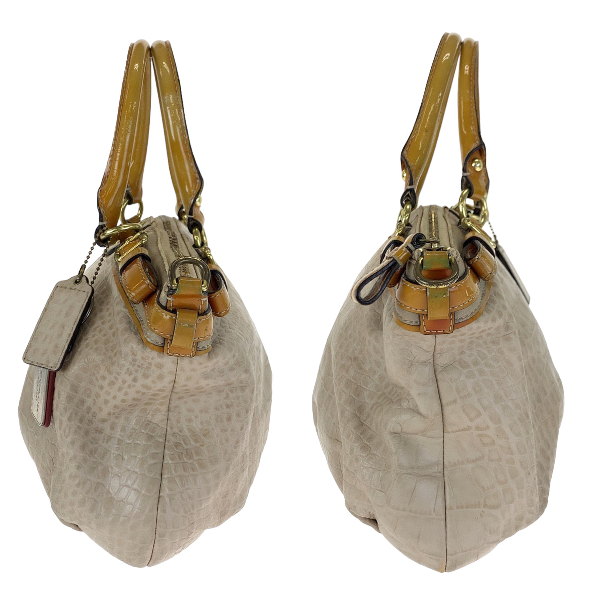 12653
 COACH Madison embossed crossbody beige mustard leather 18602 2way tote bag shoulder bag handbag for women