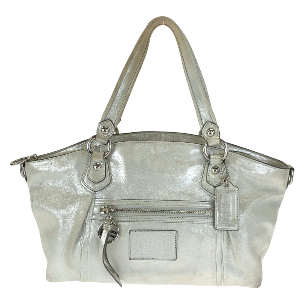 12652
COACH コーチ ポピー ホワイト シルバー金具 レザー 16285 トートバッグ ハンドバッグ ショルダーバッグ  レディース AB5