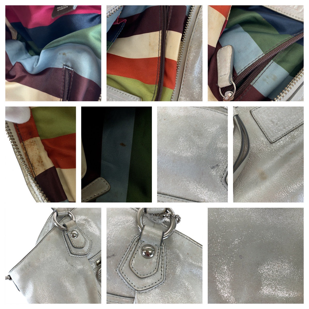 12652
COACH コーチ ポピー ホワイト シルバー金具 レザー 16285 トートバッグ ハンドバッグ ショルダーバッグ  レディース AB5