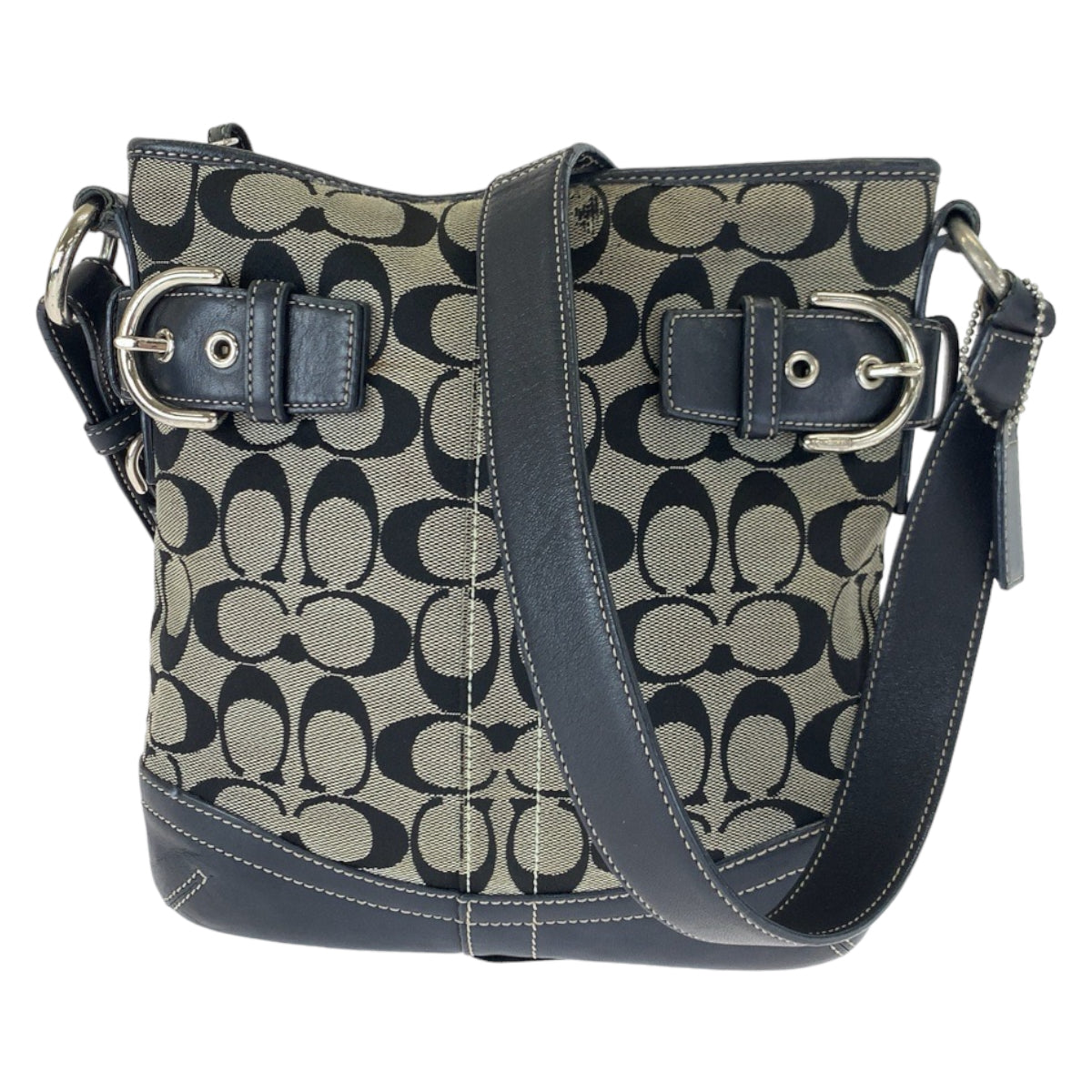 12651
COACH コーチ シグネチャー スモール ソフトダッフル ブラック シルバー金具 キャンバス / レザー 6740 ショルダーバッグ ポシェット 斜め掛け可能  レディース