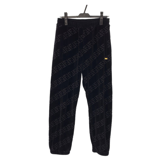 10261
 FENDI Zucca pattern velour size 46 black cotton FB0496 AHCA sweatpants jersey men's