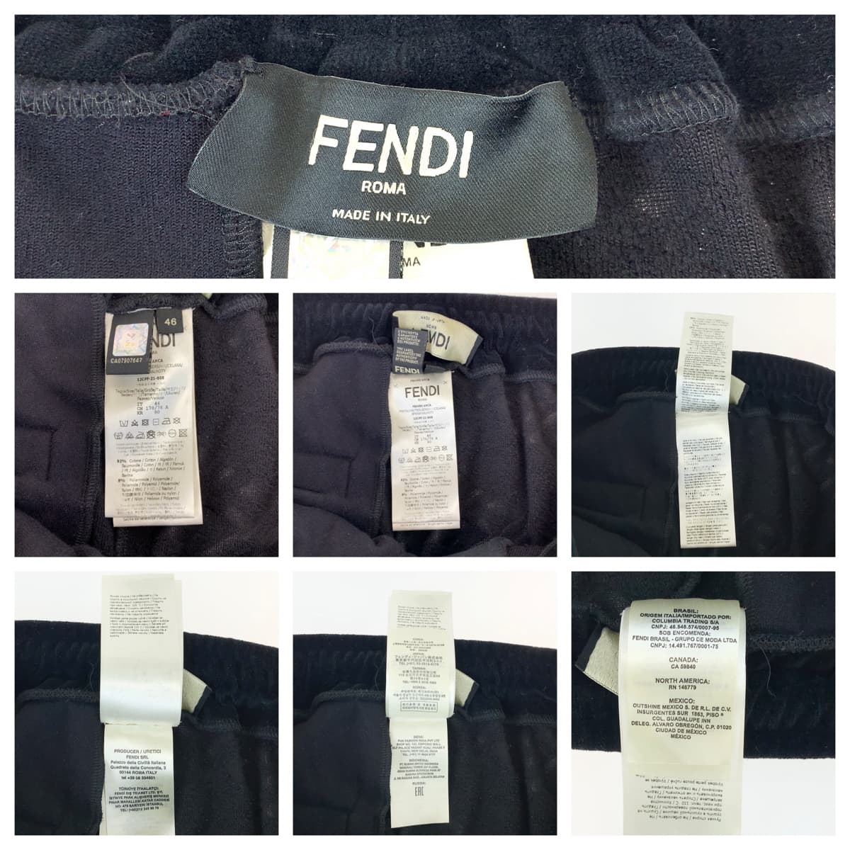 10261
FENDI フェンディ ズッカ柄 ベロア サイズ46 ブラック コットン FB0496 AHCA スウェットパンツ ジャージ  メンズ