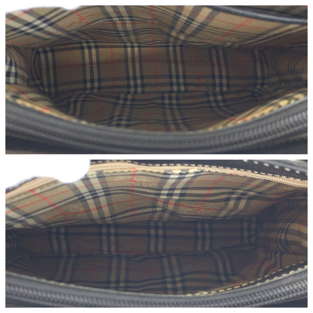 12650
BURBERRY バーバリー 中チェック柄 ブラック ゴールド金具 レザー トートバッグ ハンドバッグ  レディース