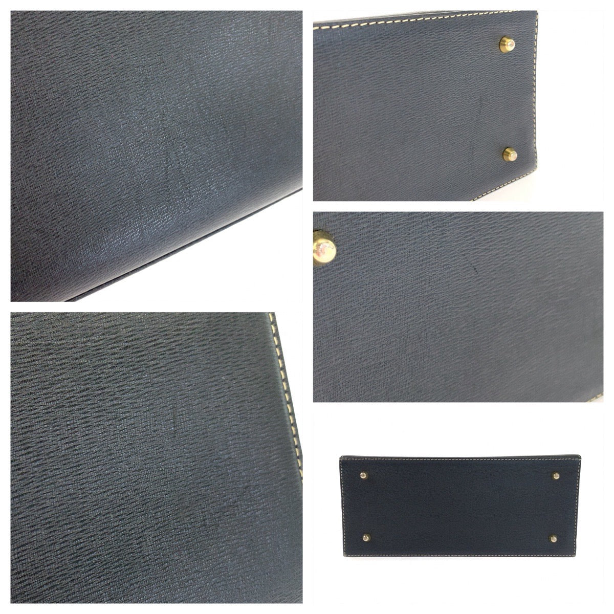 12650
BURBERRY バーバリー 中チェック柄 ブラック ゴールド金具 レザー トートバッグ ハンドバッグ  レディース
