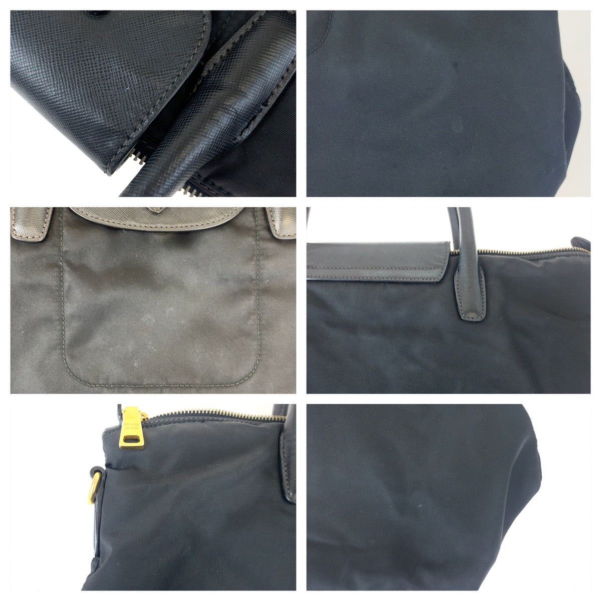 10267
PRADA プラダ テスートナイロン サフィアーノレザー 男女兼用 ブラック 黒 ナイロン / レザー トートバッグ ハンドバッグ ショルダーバッグ  レディース