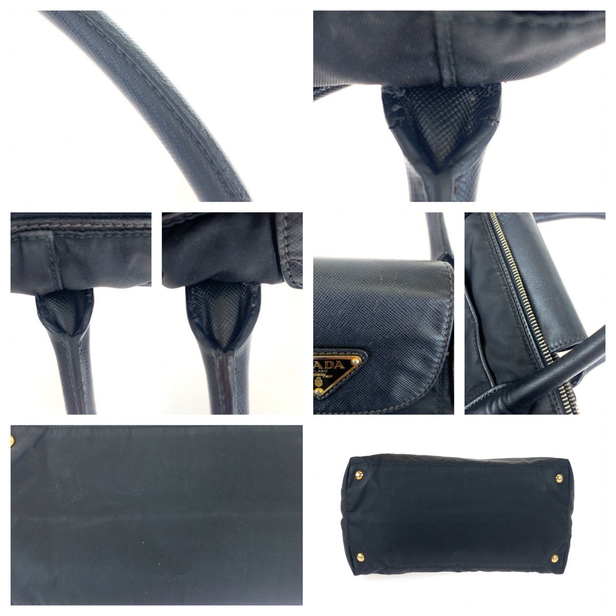 10267
PRADA プラダ テスートナイロン サフィアーノレザー 男女兼用 ブラック 黒 ナイロン / レザー トートバッグ ハンドバッグ ショルダーバッグ  レディース