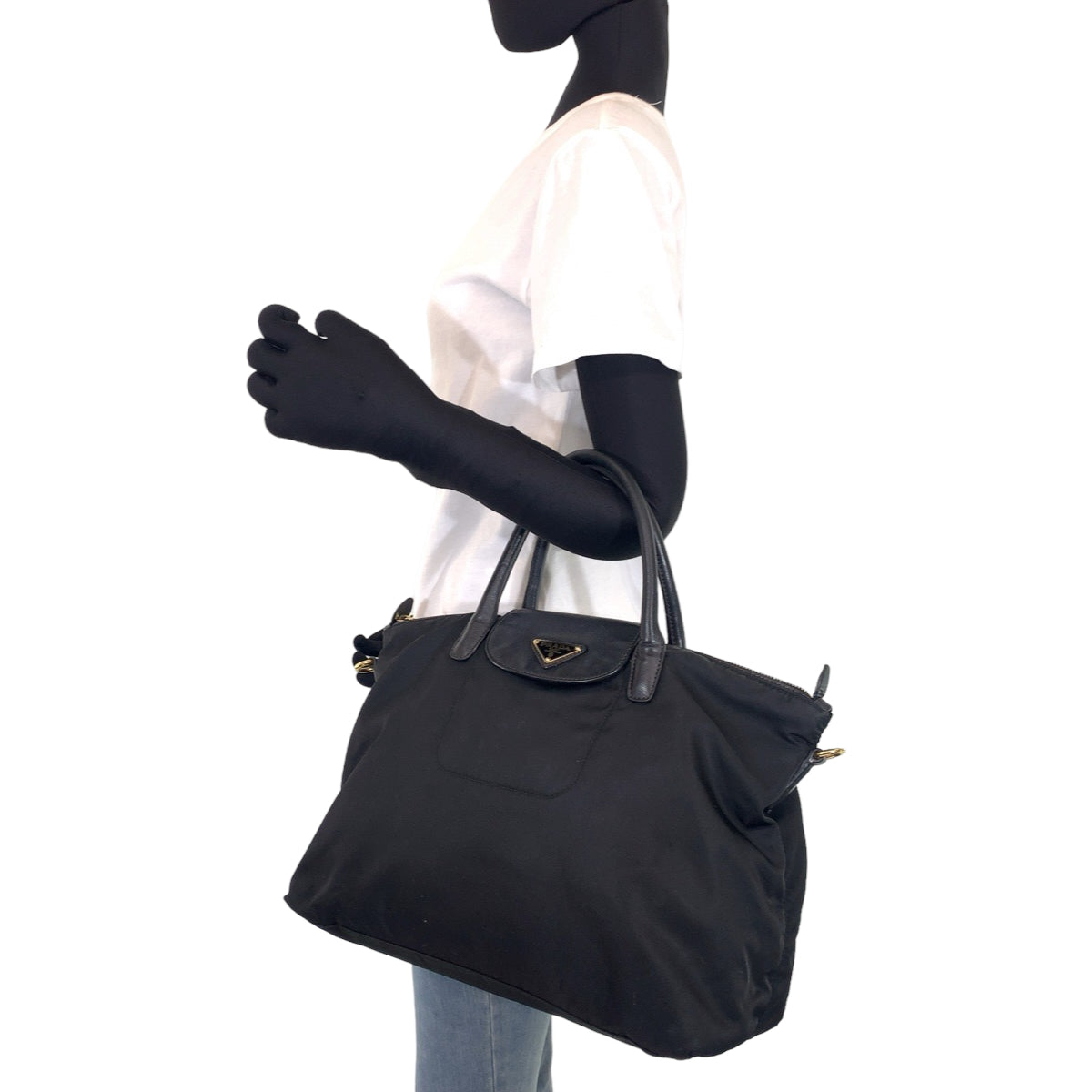 10267
PRADA プラダ テスートナイロン サフィアーノレザー 男女兼用 ブラック 黒 ナイロン / レザー トートバッグ ハンドバッグ ショルダーバッグ  レディース