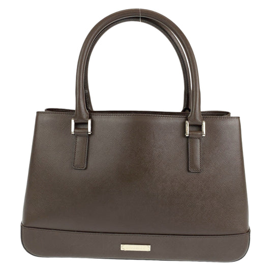 10268
BURBERRY バーバリー 中チェック柄 ブラウン レザー ハンドバッグ トートバッグ  レディース