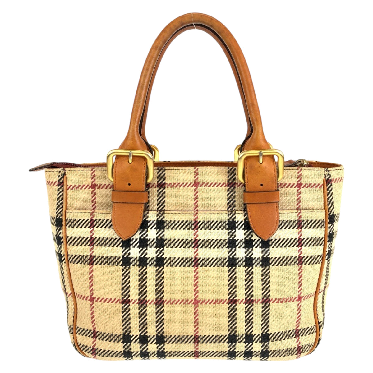 H-00362
BURBERRY バーバリー ノバチェック ハンドバッグ ミニトート ベージュ ウール / レザー ハンドバッグ  レディース