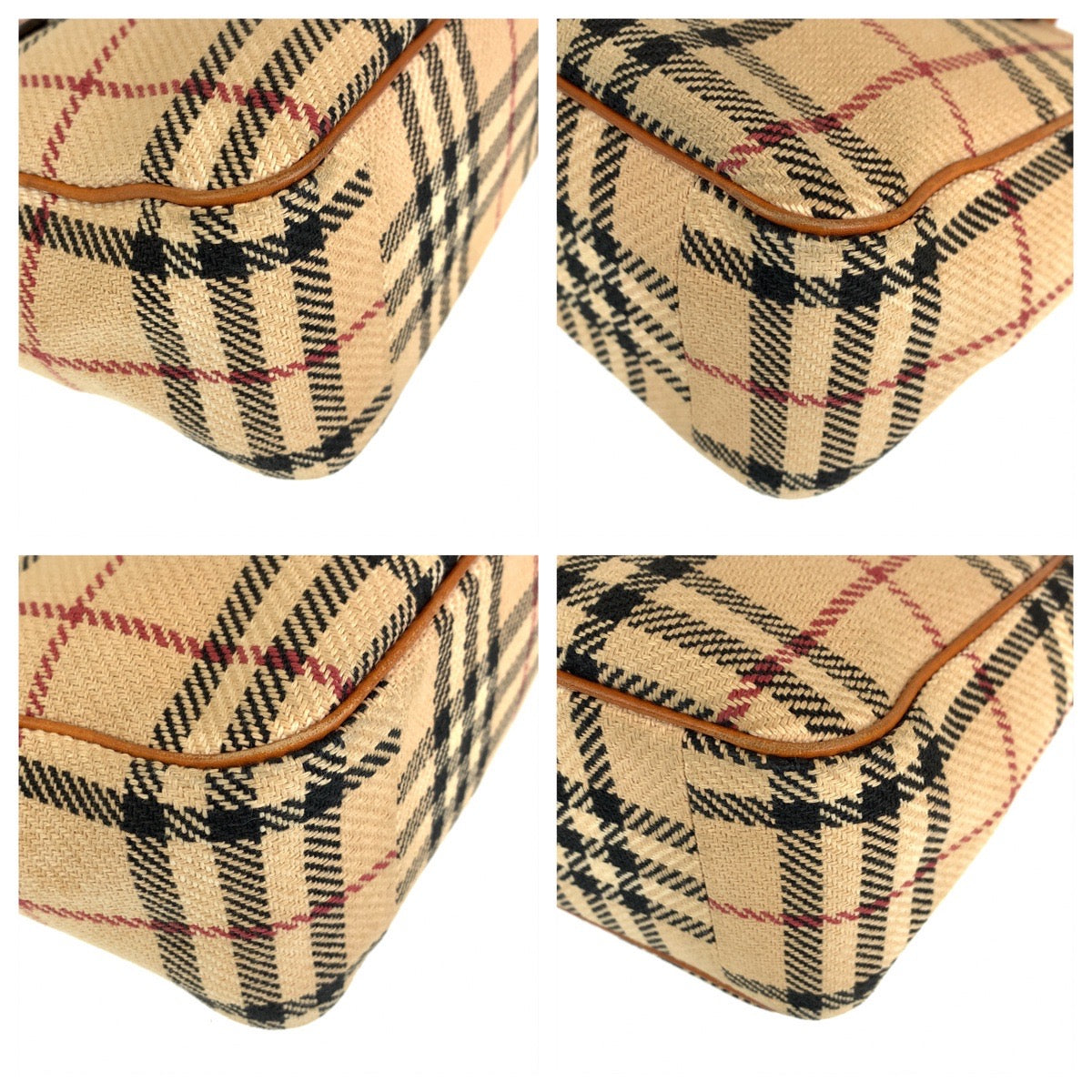 H-00362
BURBERRY バーバリー ノバチェック ハンドバッグ ミニトート ベージュ ウール / レザー ハンドバッグ  レディース