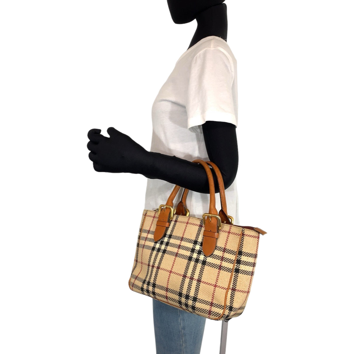 H-00362
BURBERRY バーバリー ノバチェック ハンドバッグ ミニトート ベージュ ウール / レザー ハンドバッグ  レディース