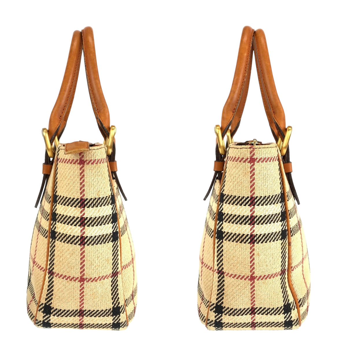 H-00362
BURBERRY バーバリー ノバチェック ハンドバッグ ミニトート ベージュ ウール / レザー ハンドバッグ  レディース