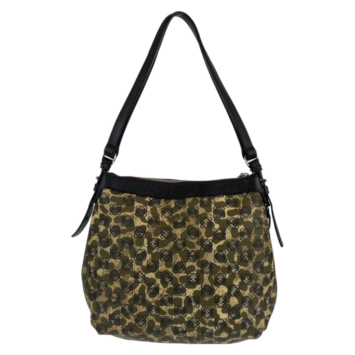 H-00365
LOEWE ロエベ アナグラム レオパード柄 カーキ ブラック 黒 PVC / レザー 290706 ショルダーバッグ ワンショルダーバッグ  レディース