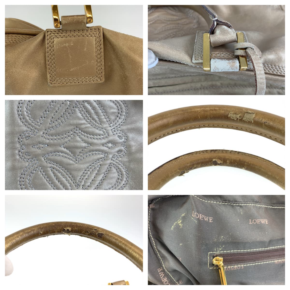 H-00370
LOEWE ロエベ アナグラム アマソナ36 ゴールド 金 ゴールド金具 レザー ハンドバッグ トートバッグ  レディース