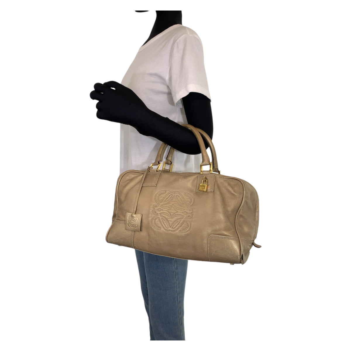 H-00370
LOEWE ロエベ アナグラム アマソナ36 ゴールド 金 ゴールド金具 レザー ハンドバッグ トートバッグ  レディース