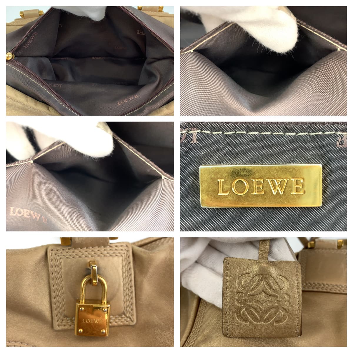 H-00370
LOEWE ロエベ アナグラム アマソナ36 ゴールド 金 ゴールド金具 レザー ハンドバッグ トートバッグ  レディース