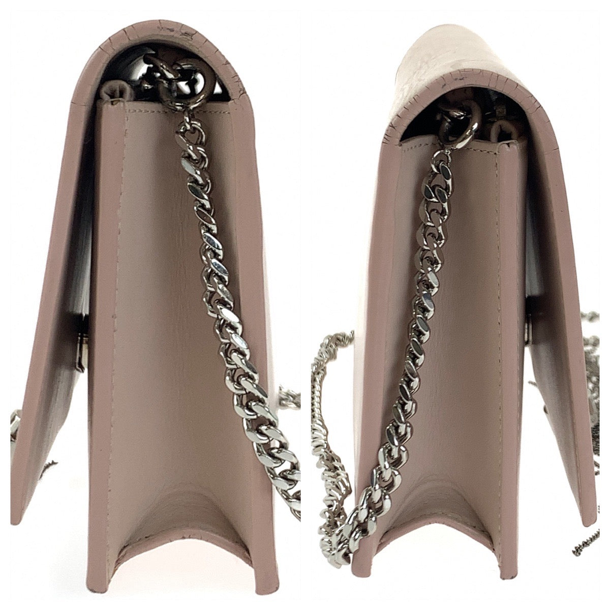 H-00371
YVES SAINT LAURENT イヴ・サンローラン ケイト YSL フリンジ ライトピンク シルバー金具 レザー ショルダーバッグ 斜め掛け  レディース