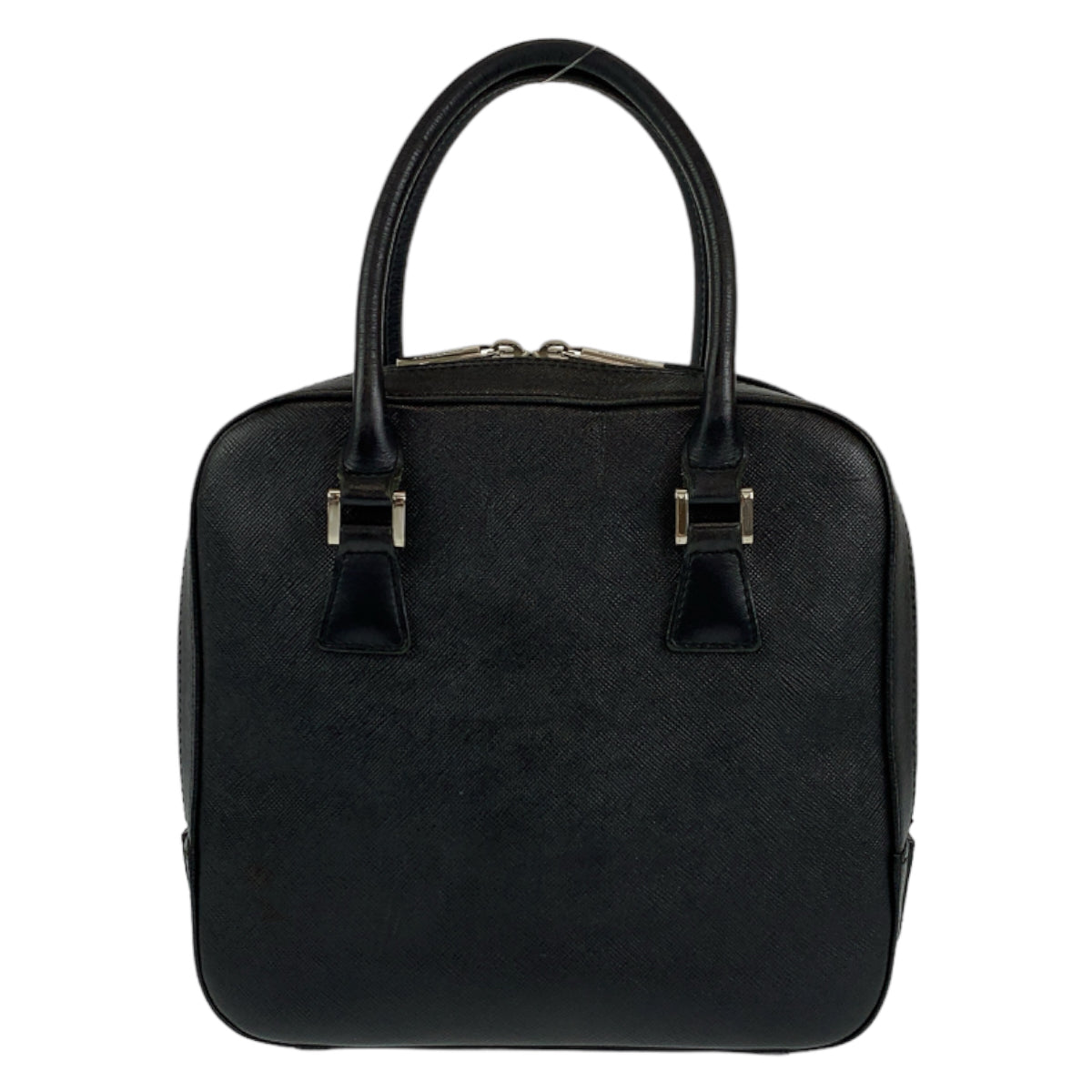 10274
BURBERRY バーバリー 中チェック柄 ブラック 黒 シルバー金具 レザー ハンドバッグ トートバッグ  レディース ABP26