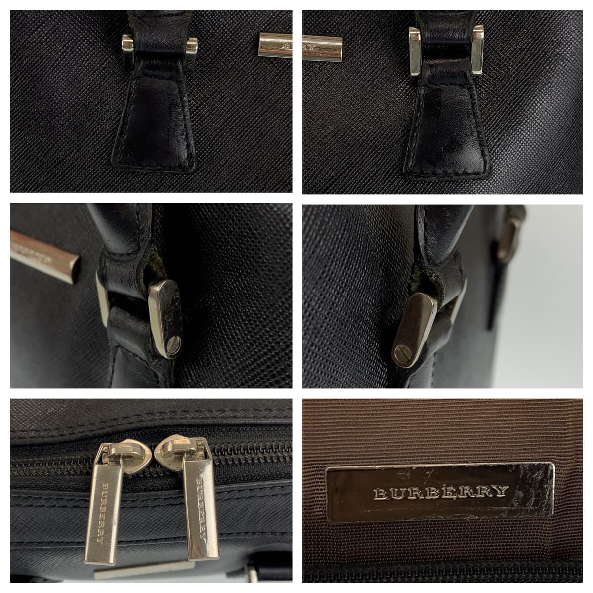 10274
BURBERRY バーバリー 中チェック柄 ブラック 黒 シルバー金具 レザー ハンドバッグ トートバッグ  レディース