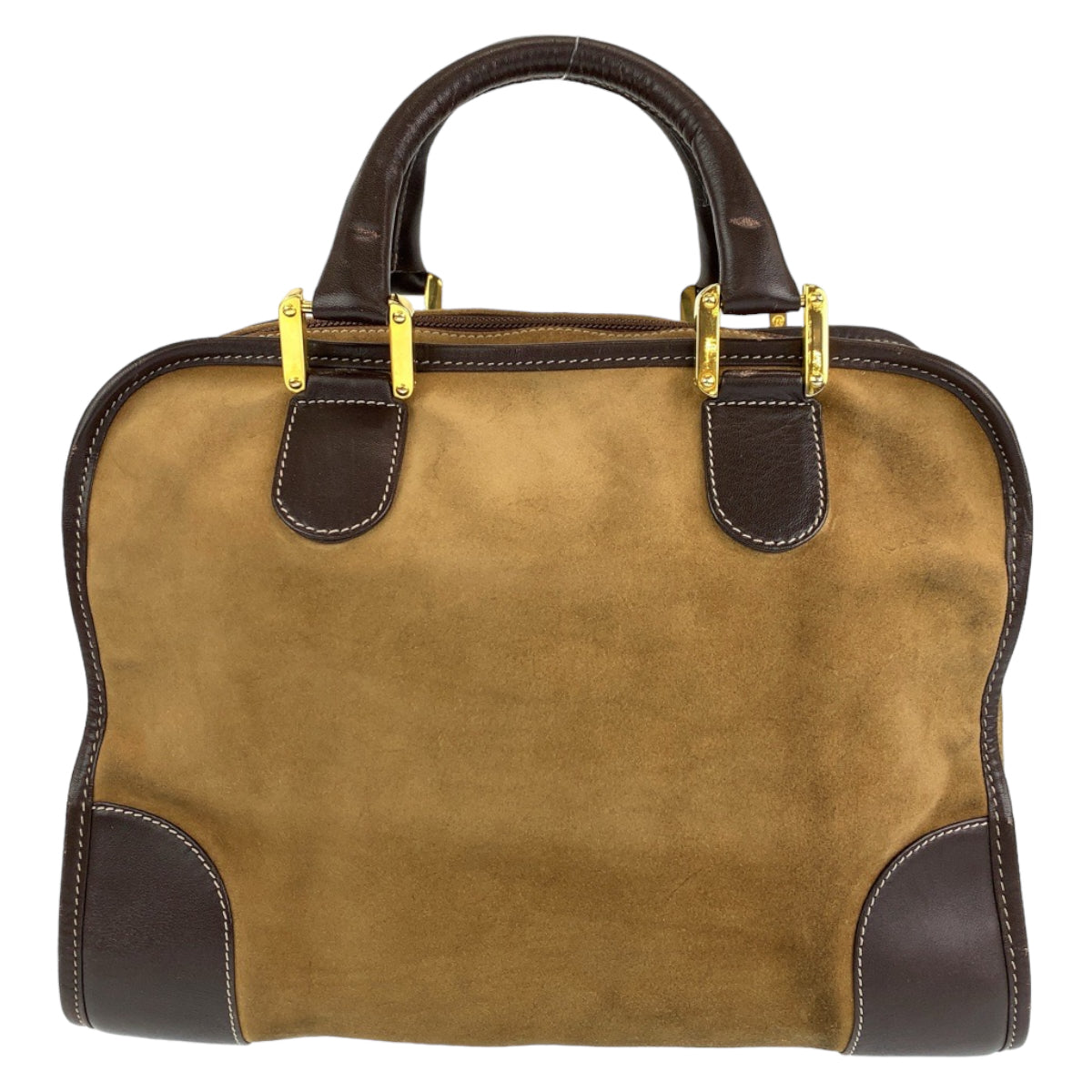H-00374
LOEWE ロエベ アナグラム アマソナ32 ブラウン 茶 ゴールド金具 スウェード / レザー ハンドバッグ ミニボストンバッグ  レディース