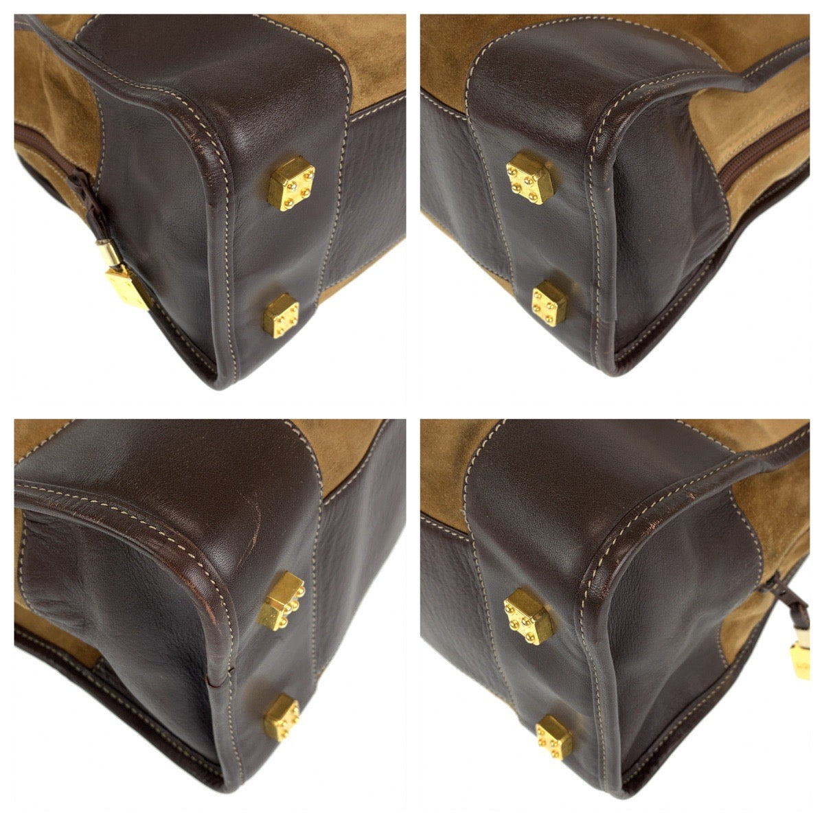 H-00374
LOEWE ロエベ アナグラム アマソナ32 ブラウン 茶 ゴールド金具 スウェード / レザー ハンドバッグ ミニボストンバッグ  レディース