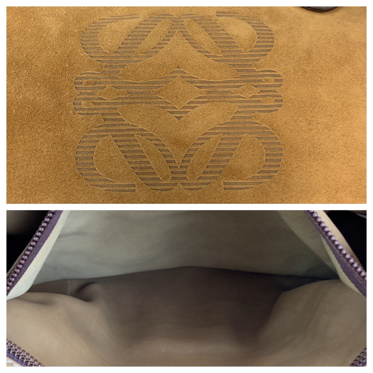 H-00374
LOEWE ロエベ アナグラム アマソナ32 ブラウン 茶 ゴールド金具 スウェード / レザー ハンドバッグ ミニボストンバッグ  レディース