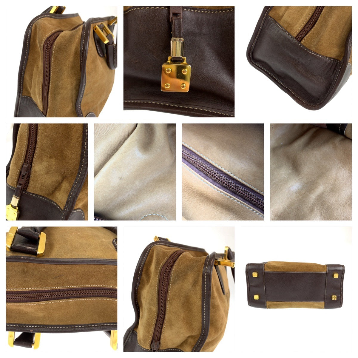 H-00374
LOEWE ロエベ アナグラム アマソナ32 ブラウン 茶 ゴールド金具 スウェード / レザー ハンドバッグ ミニボストンバッグ  レディース