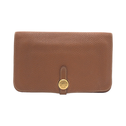 10276
 HERMES Dogon GM Duo Arzan Gold Hardware Togo Long Wallet E Stamp Women's