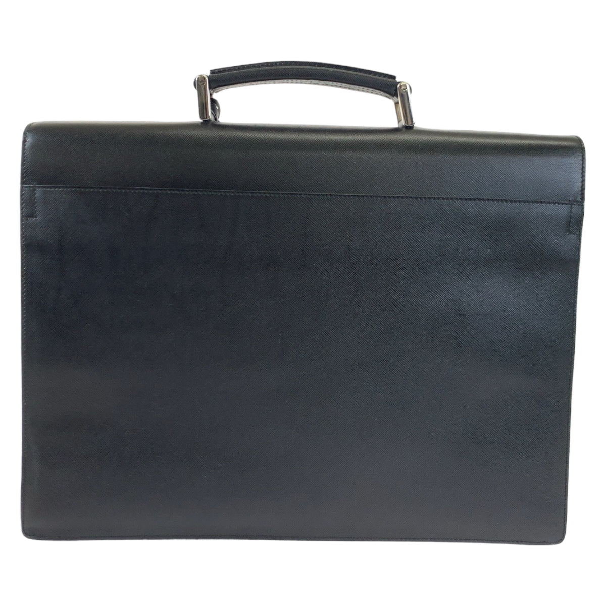 H-00378
PRADA プラダ サフィアーノ ブラック 黒 シルバー金具 レザー ビジネスバッグ ブリーフケース 書類かばん  メンズ