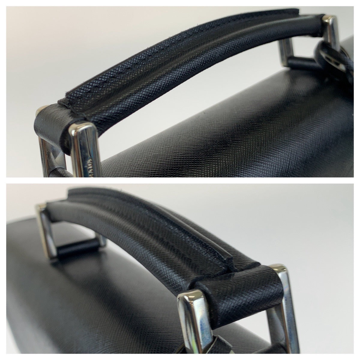 H-00378
PRADA プラダ サフィアーノ ブラック 黒 シルバー金具 レザー ビジネスバッグ ブリーフケース 書類かばん  メンズ
