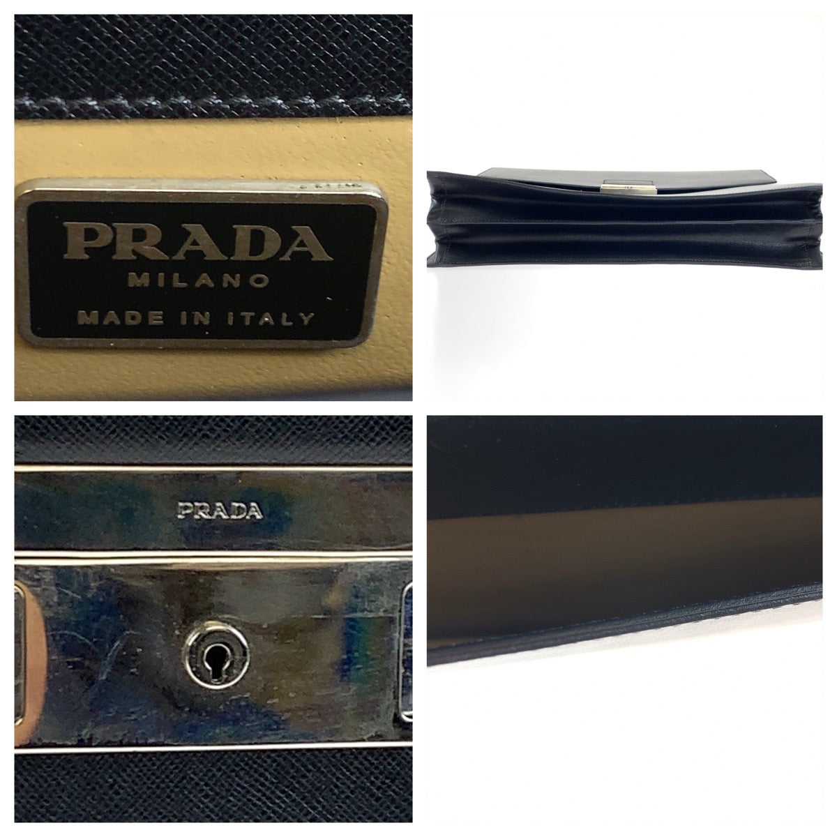 H-00378
PRADA プラダ サフィアーノ ブラック 黒 シルバー金具 レザー ビジネスバッグ ブリーフケース 書類かばん  メンズ
