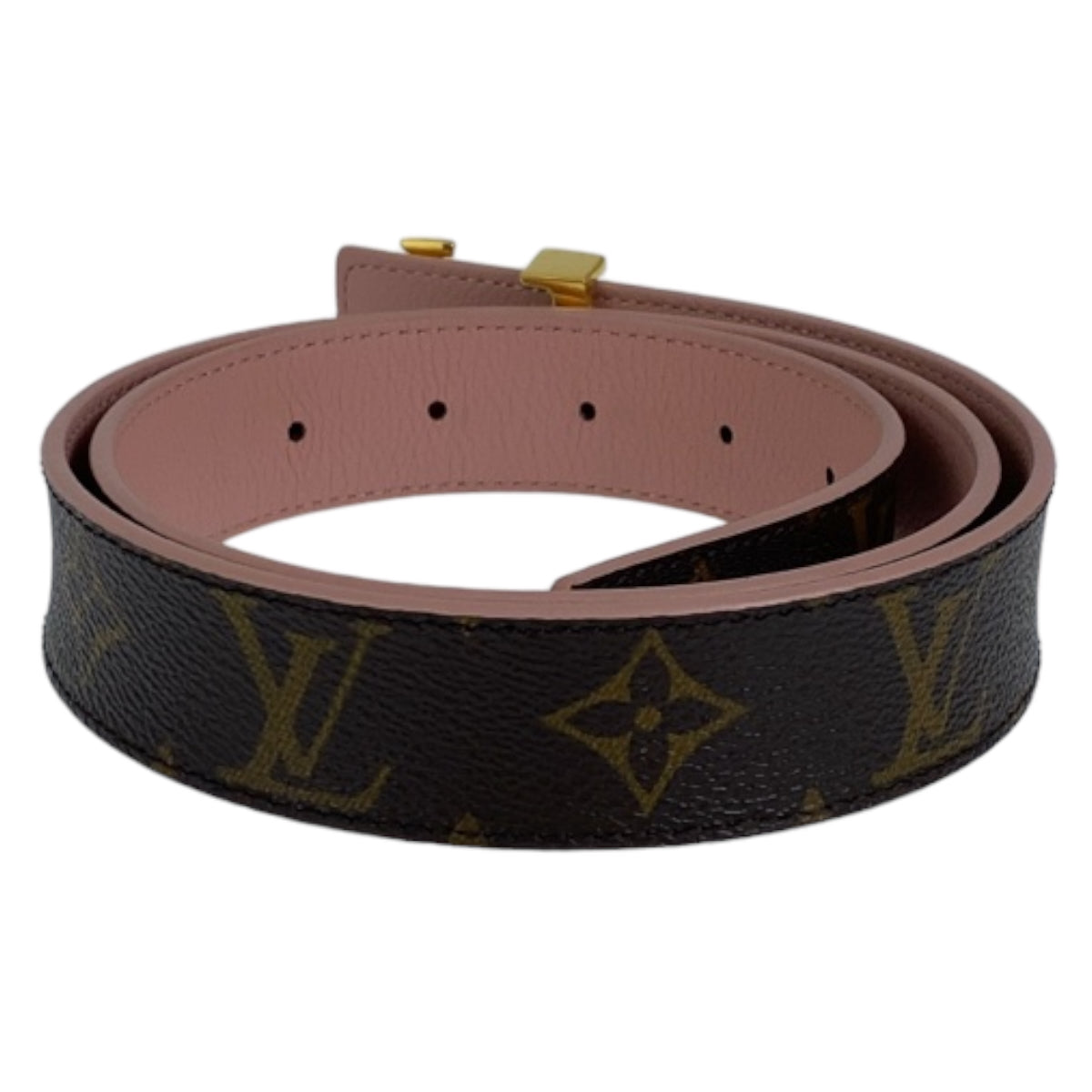 H-00381
LOUIS VUITTON ルイヴィトン モノグラム サンチュール イニシャル ブラウン 茶色 ピンク ゴールド金具 PVC M9052 ベルト バッグルベルト  レディース