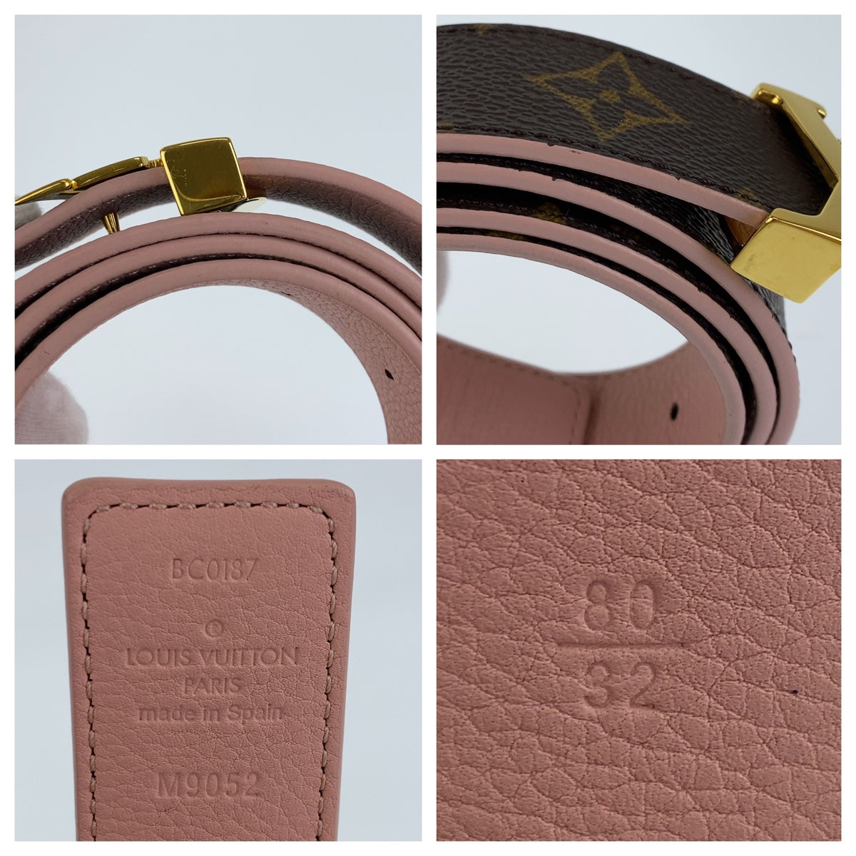 H-00381
LOUIS VUITTON ルイヴィトン モノグラム サンチュール イニシャル ブラウン 茶色 ピンク ゴールド金具 PVC M9052 ベルト バッグルベルト  レディース