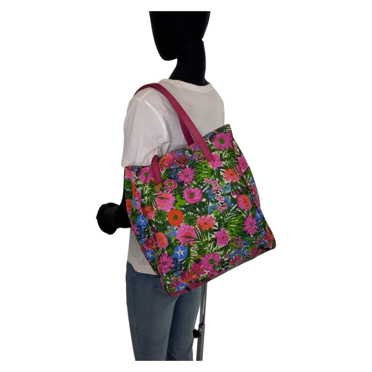H-00384
PRADA プラダ テスート ピンク 桃色 マルチカラー ナイロン BN2851 ショルダーバッグ トートバッグ  レディース