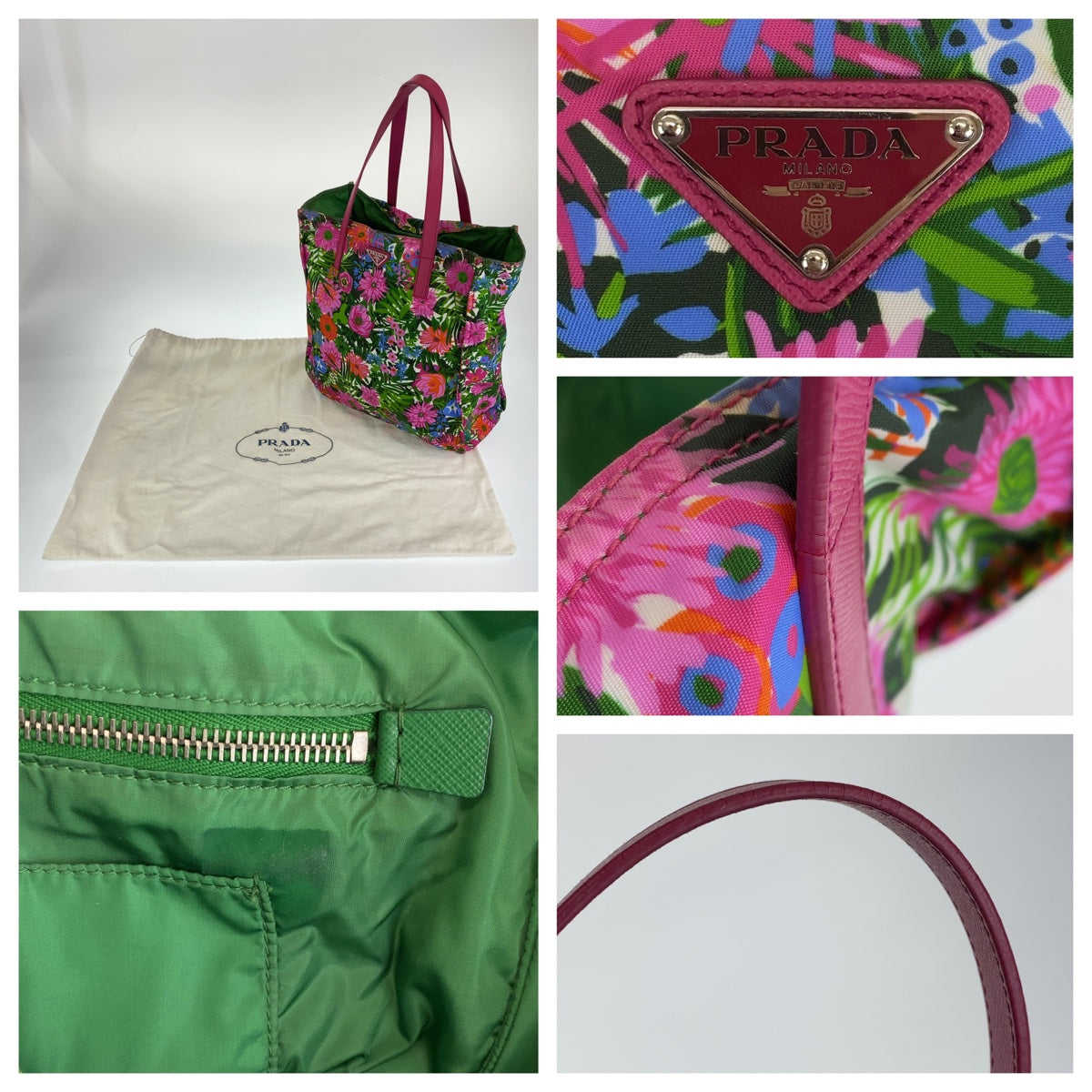 H-00384
PRADA プラダ テスート ピンク 桃色 マルチカラー ナイロン BN2851 ショルダーバッグ トートバッグ  レディース