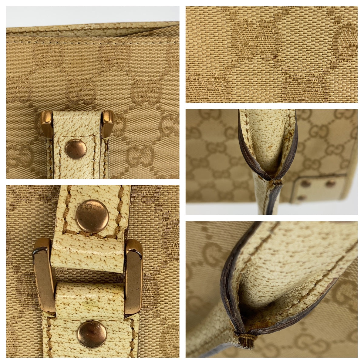 10281
GUCCI グッチ GGキャンバス ベージュ アイボリー ゴールド金具 キャンバス / レザー 214397 トートバッグ ショルダーバッグ  レディース