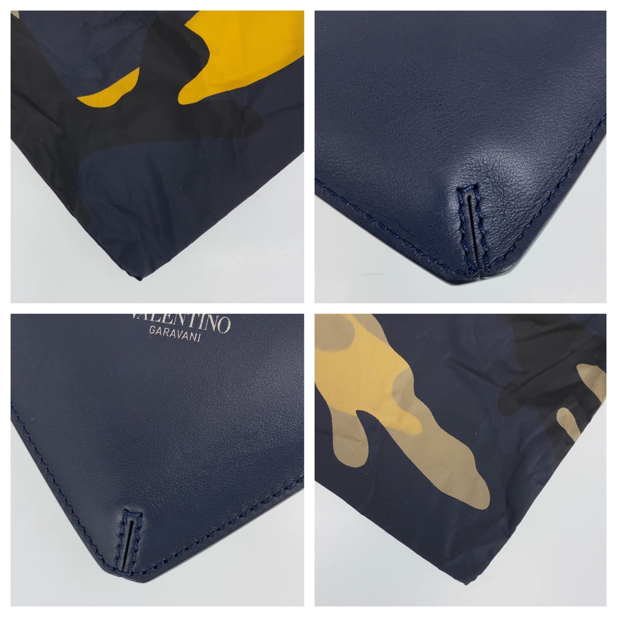 10282
VALENTINO ヴァレンティノ ロックスタッズ カモフラ柄 ネイビー イエロー マルチカラー ナイロン / レザー トートバッグ 折り畳み可能  メンズ
