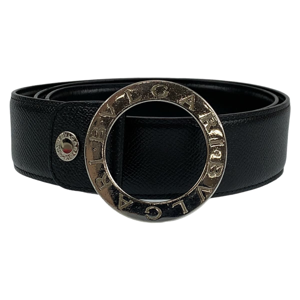 H-00388
BVLGARI ブルガリ ブラック 黒 シルバー金具 レザー 20230 ベルト バッグルベルト  メンズ