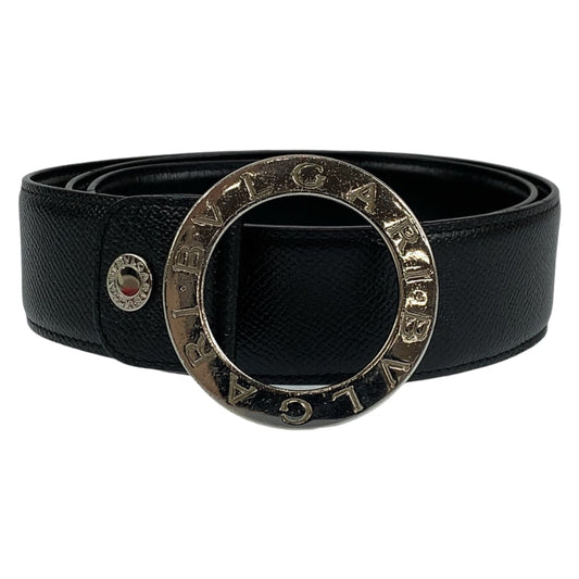 H-00388
BVLGARI ブルガリ ブラック 黒 シルバー金具 レザー 20230 ベルト バッグルベルト  メンズ