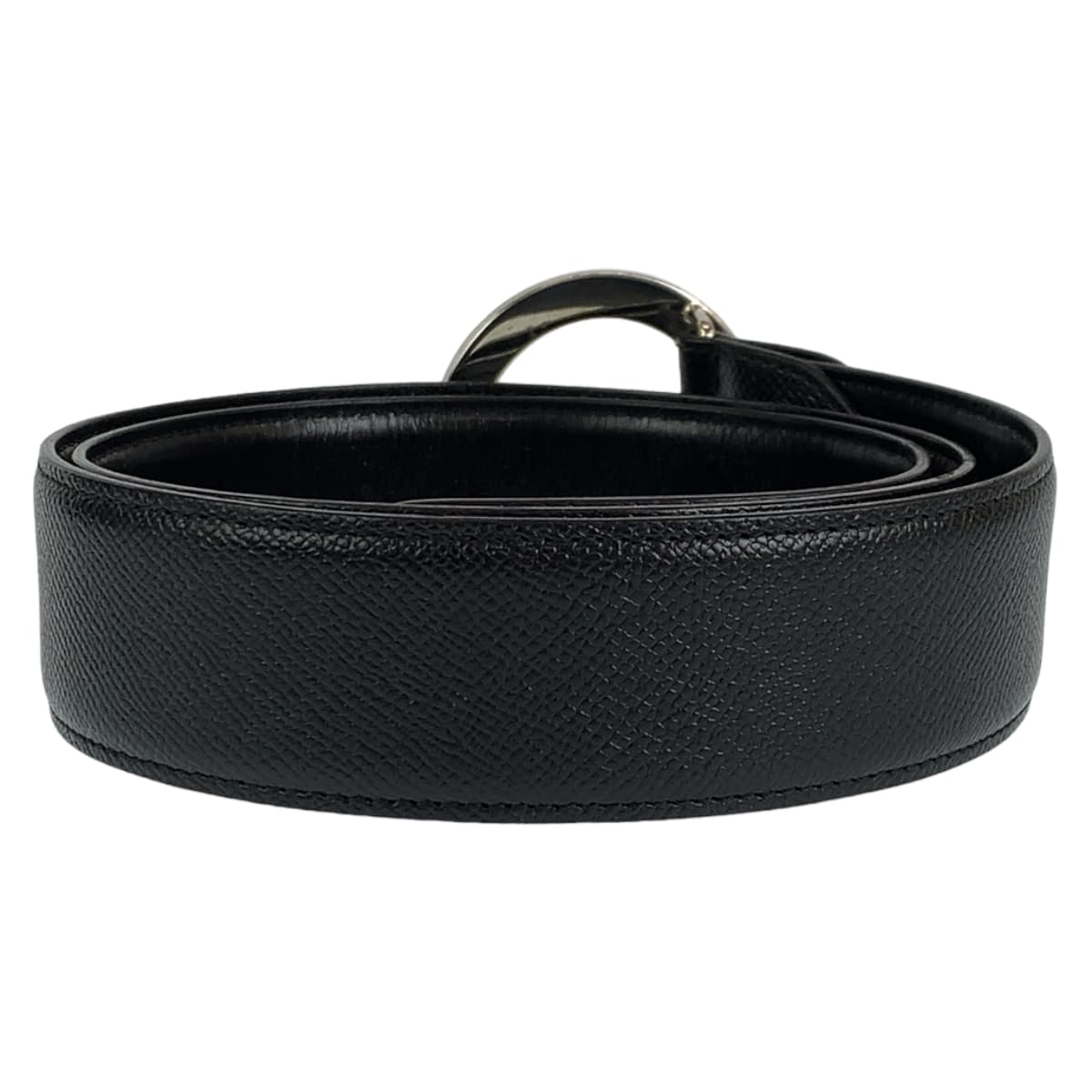 H-00388
BVLGARI ブルガリ ブラック 黒 シルバー金具 レザー 20230 ベルト バッグルベルト  メンズ
