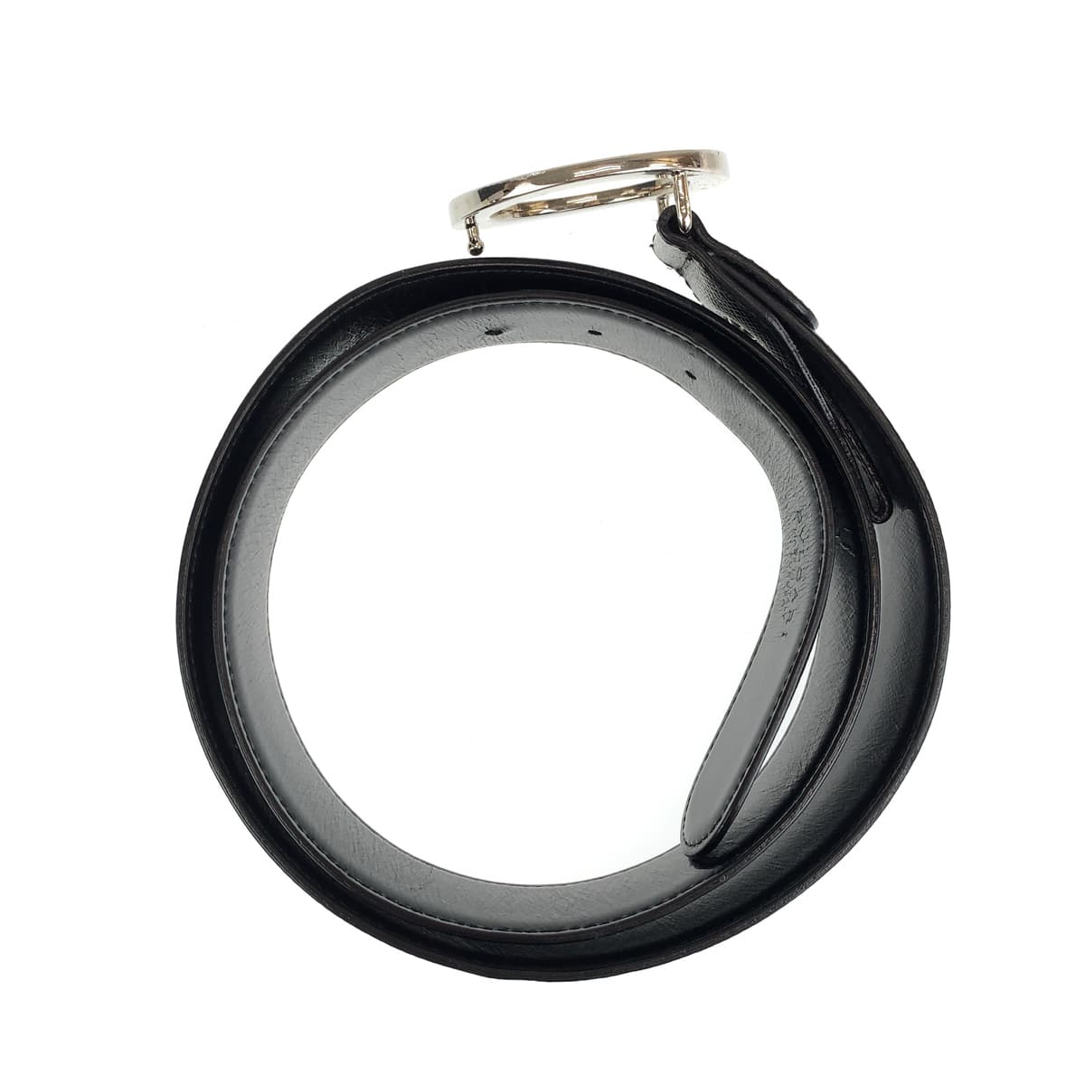 H-00388
BVLGARI ブルガリ ブラック 黒 シルバー金具 レザー 20230 ベルト バッグルベルト  メンズ