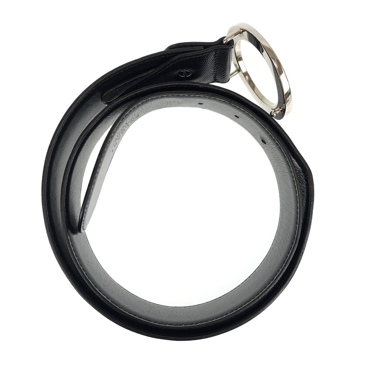 H-00388
BVLGARI ブルガリ ブラック 黒 シルバー金具 レザー 20230 ベルト バッグルベルト  メンズ
