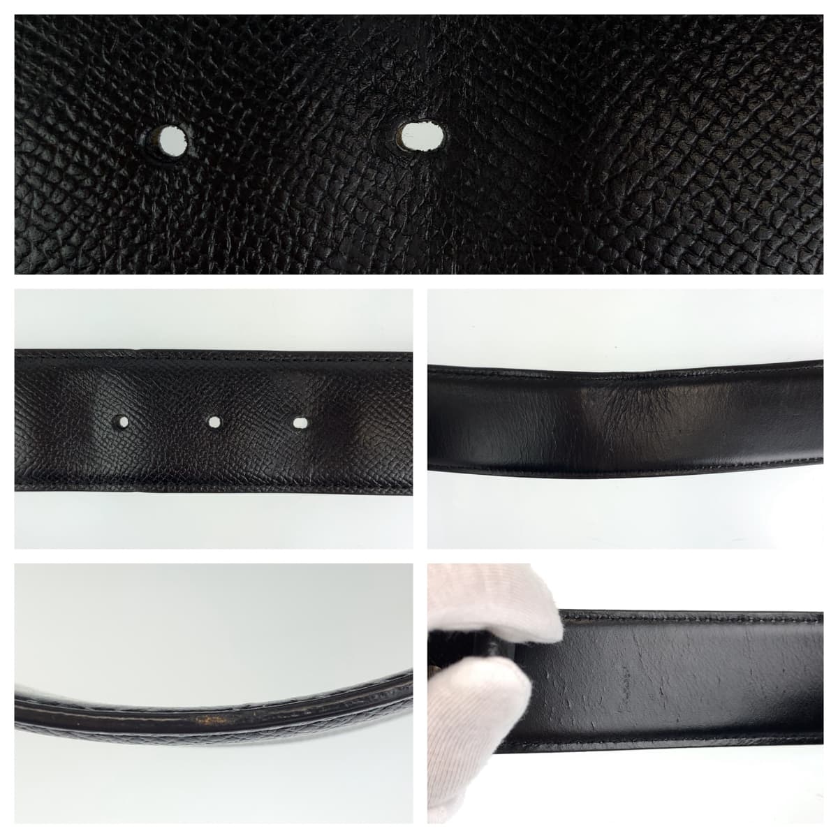 H-00388
BVLGARI ブルガリ ブラック 黒 シルバー金具 レザー 20230 ベルト バッグルベルト  メンズ