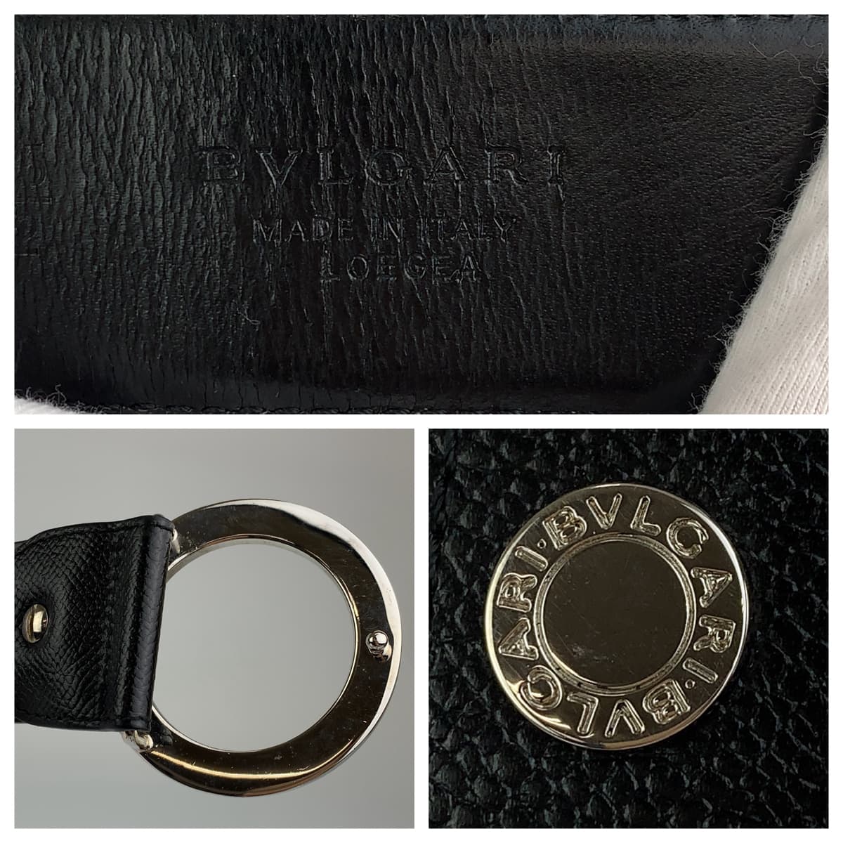 H-00388
BVLGARI ブルガリ ブラック 黒 シルバー金具 レザー 20230 ベルト バッグルベルト  メンズ
